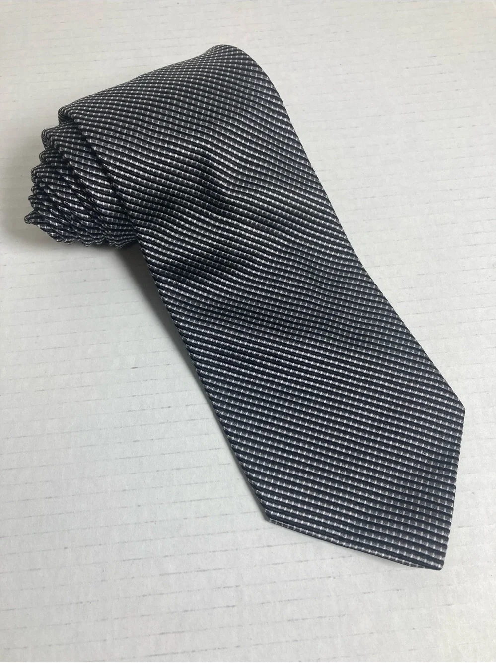 Brooks Brothers 346 Tie Black and Silver Micro-Check Silk Made in USA